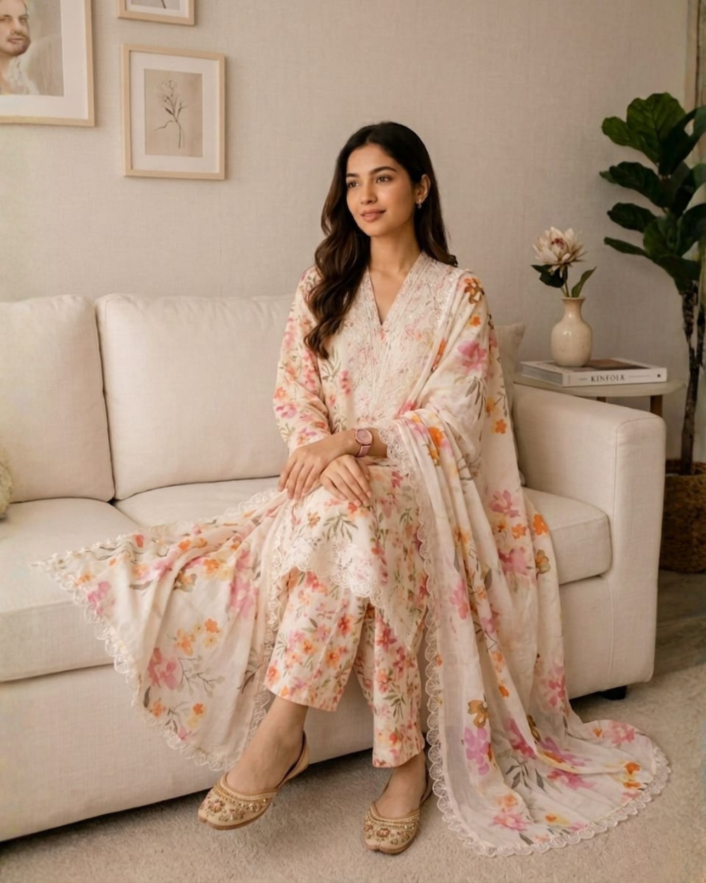 Bloom Floral Lawn 3Pc Suit