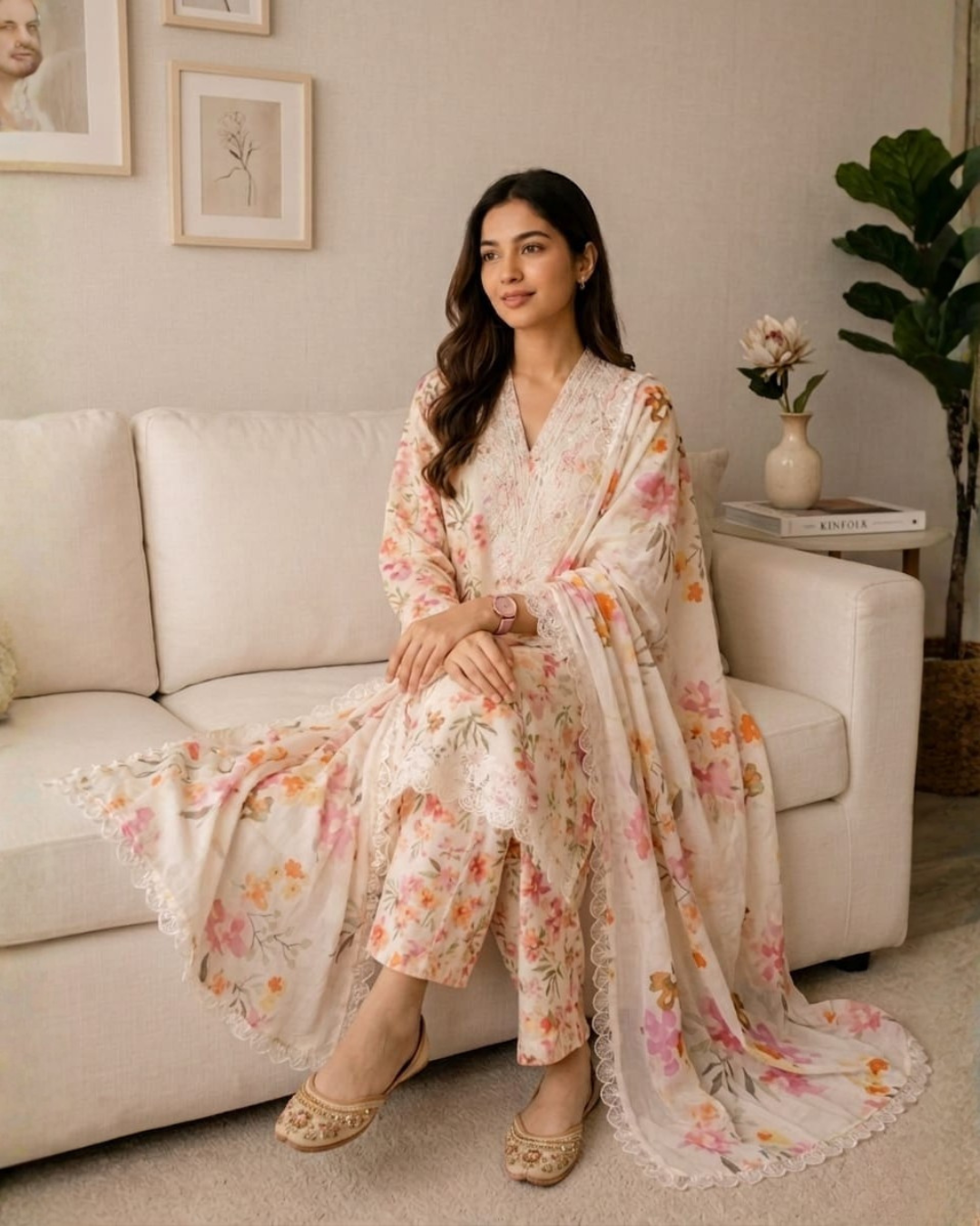 Bloom Floral Lawn 3Pc Suit