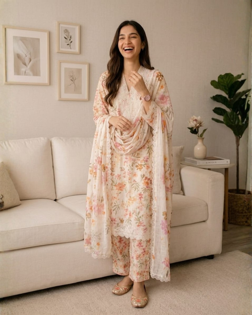 Bloom Floral Lawn 3Pc Suit