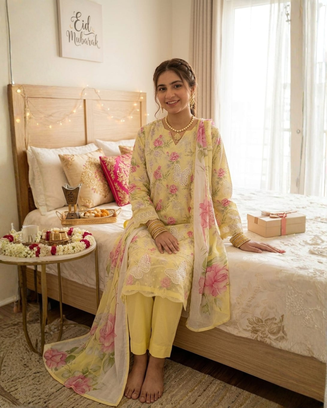 Embroided Pastel yellow Suit