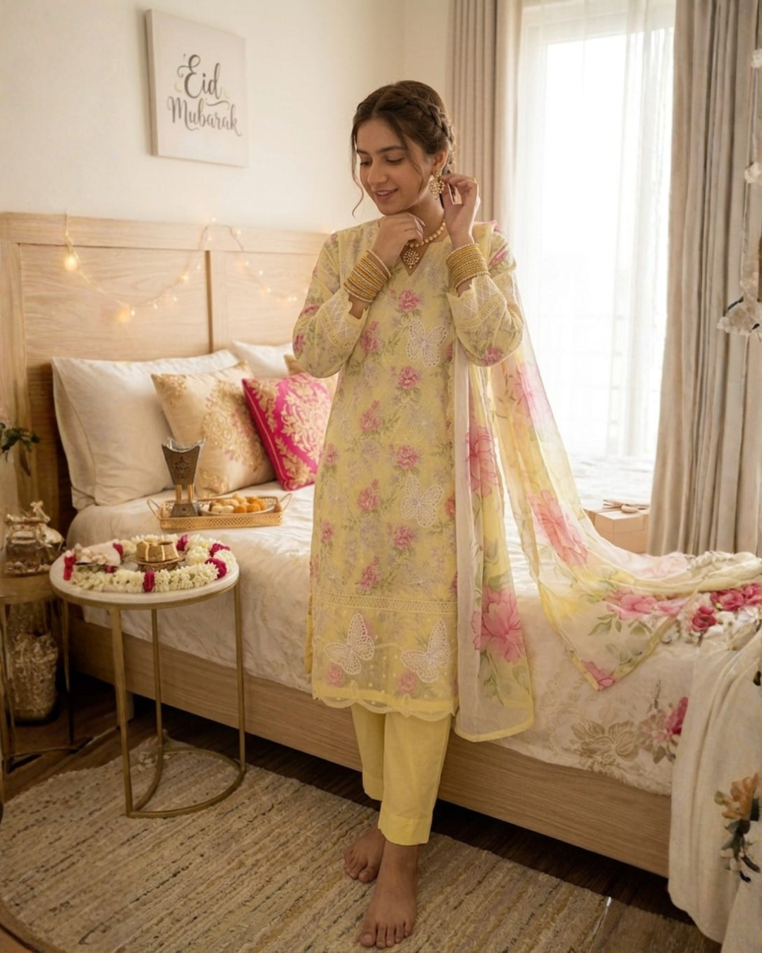 Embroided Pastel yellow Suit