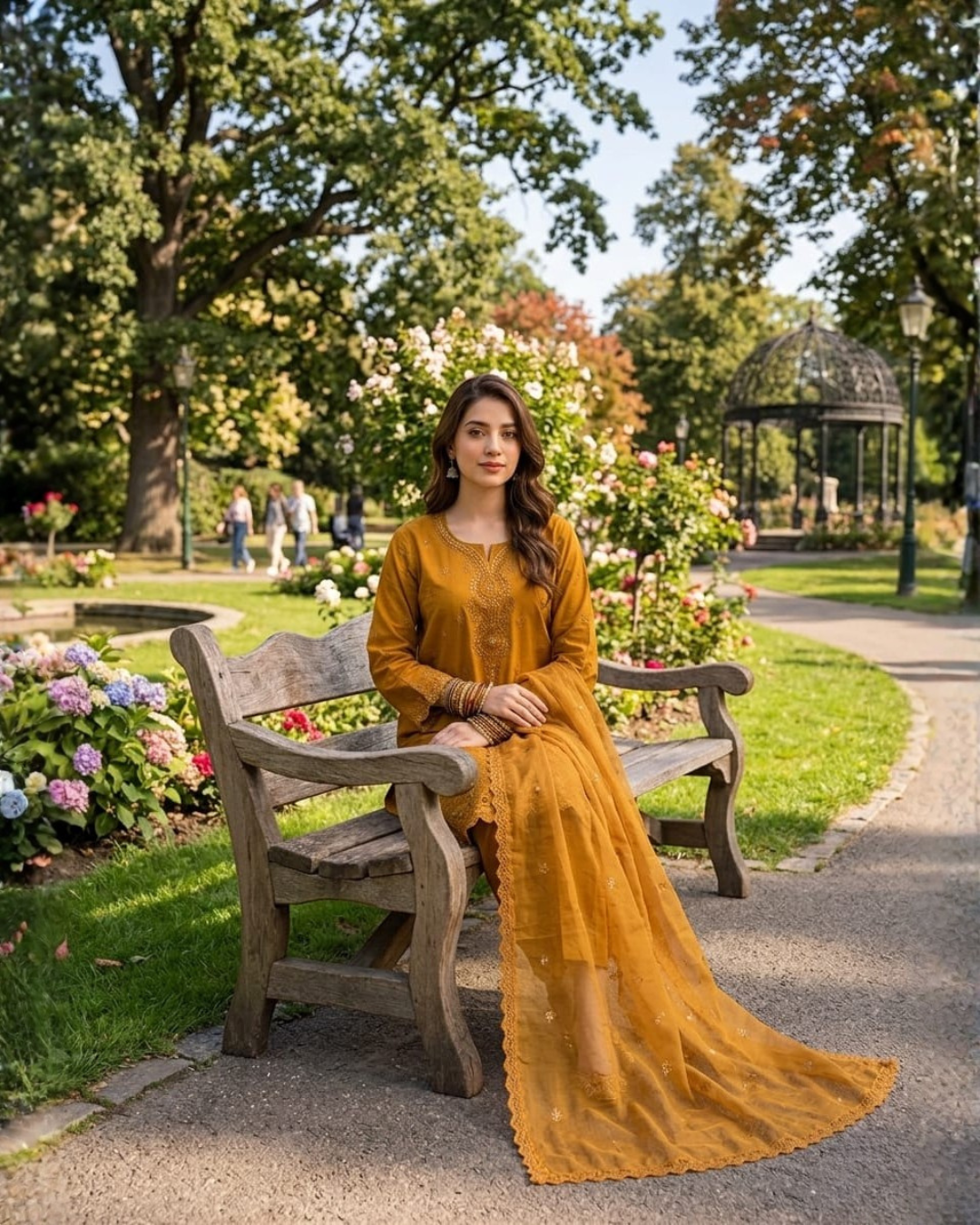 Embroided Golden Mustard Suit