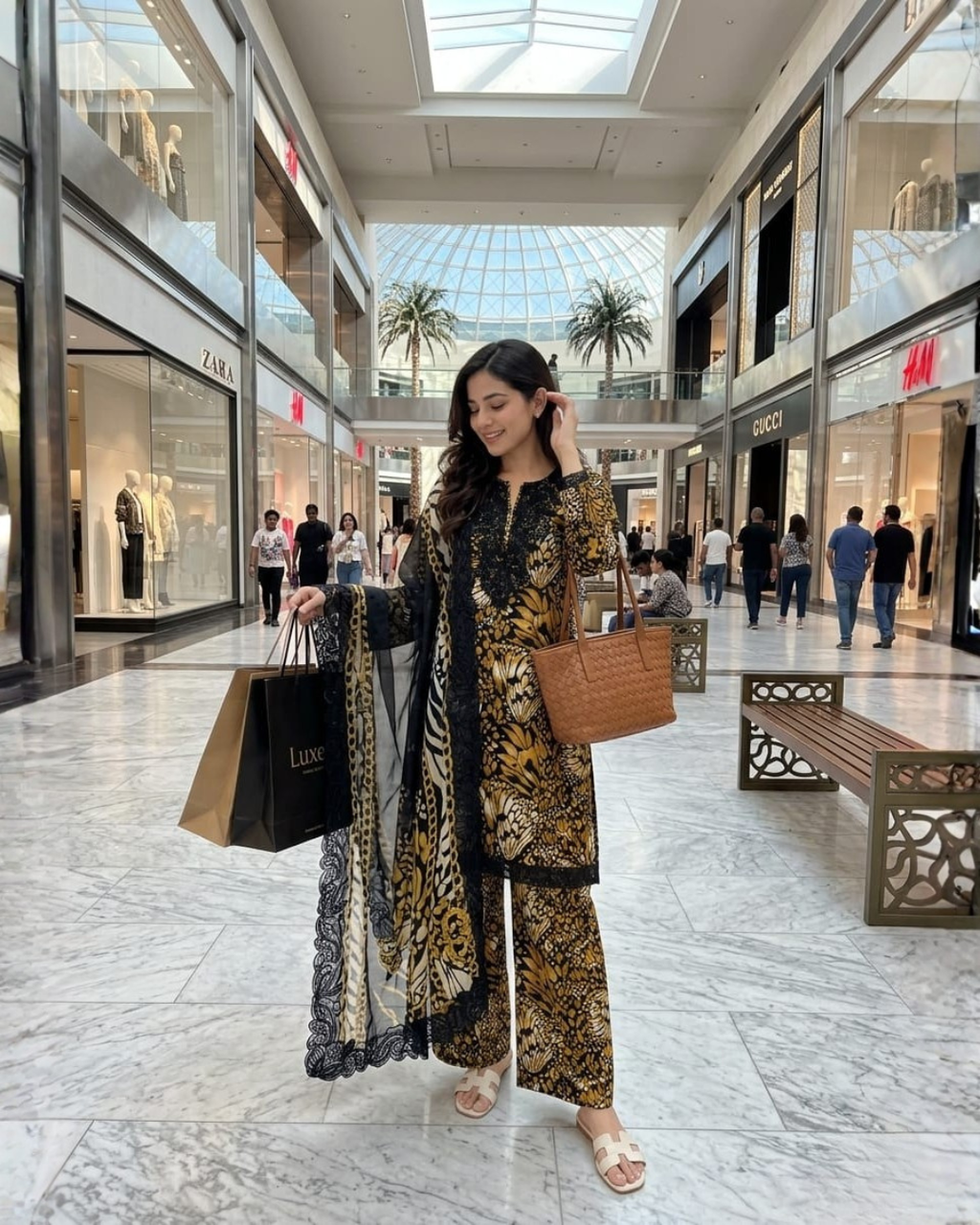 Mustard Black Lawn Suit
