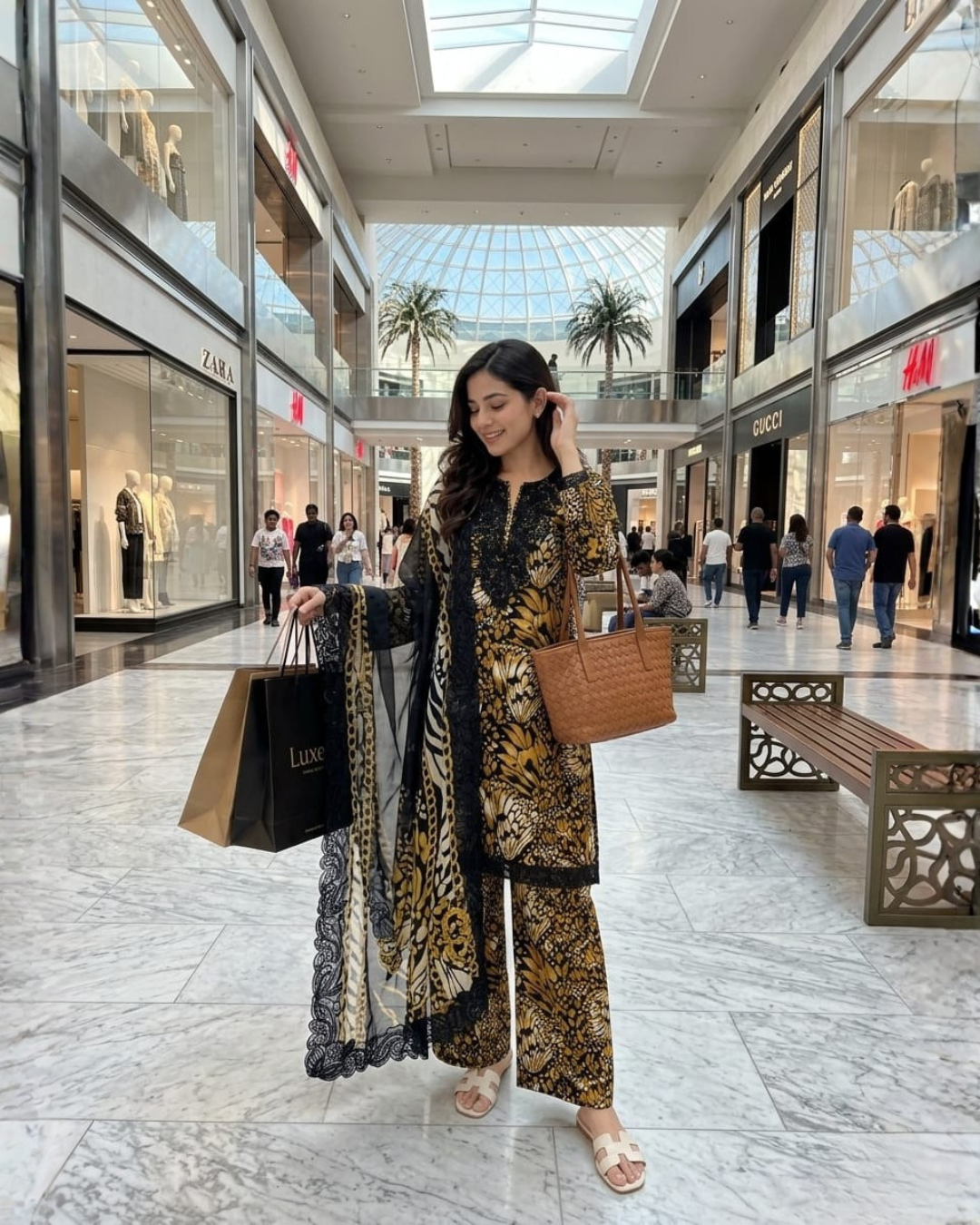 Mustard Black Lawn Suit