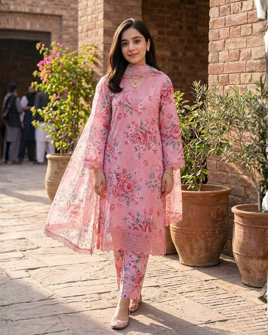 Embroided Pastel Pink Suit
