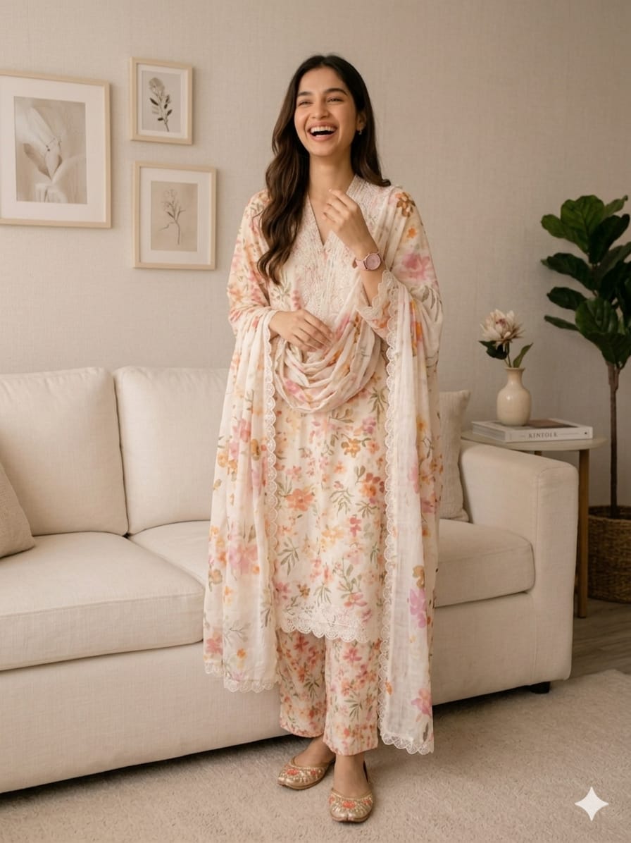 Bloom Floral Lawn 3Pc Suit