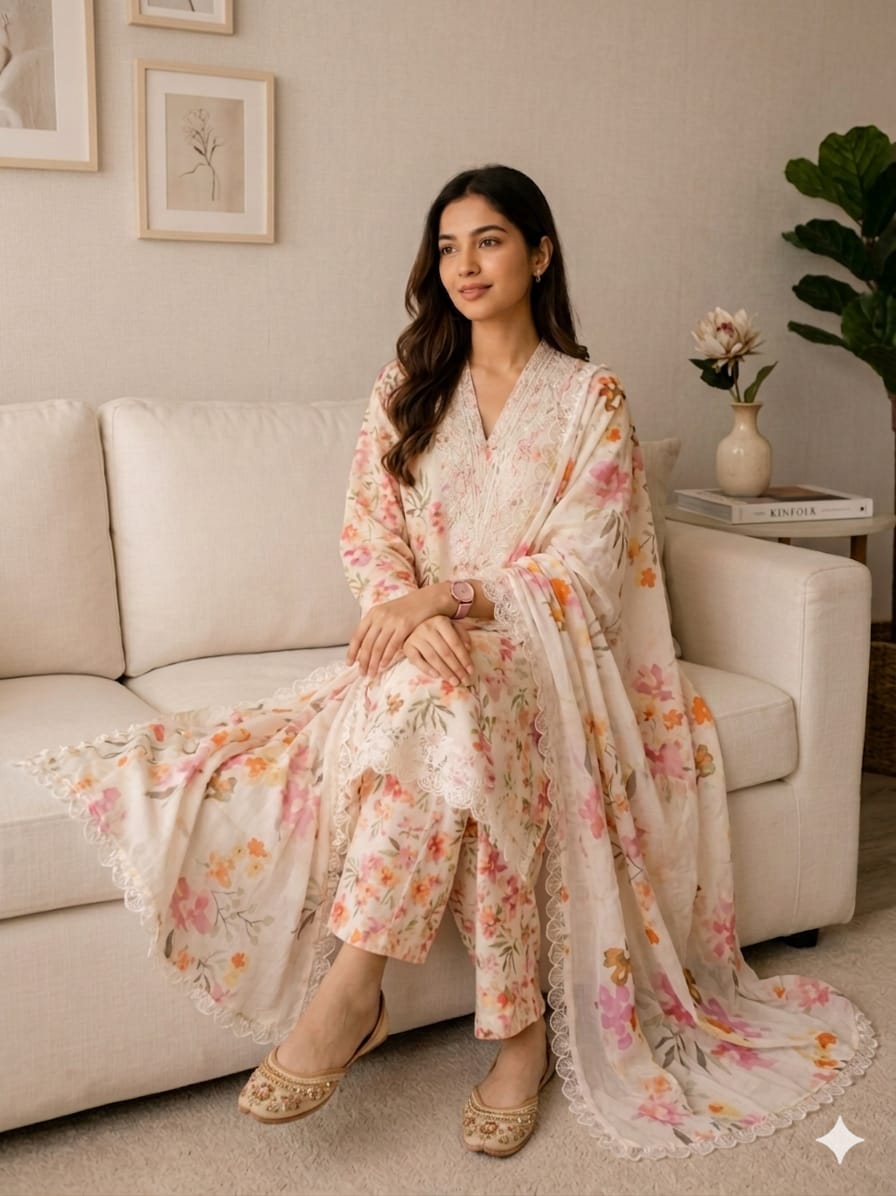 Bloom Floral Lawn 3Pc Suit