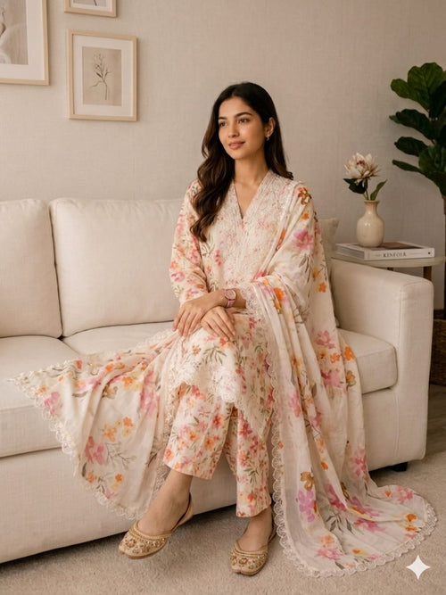 Bloom Floral Lawn 3Pc Suit
