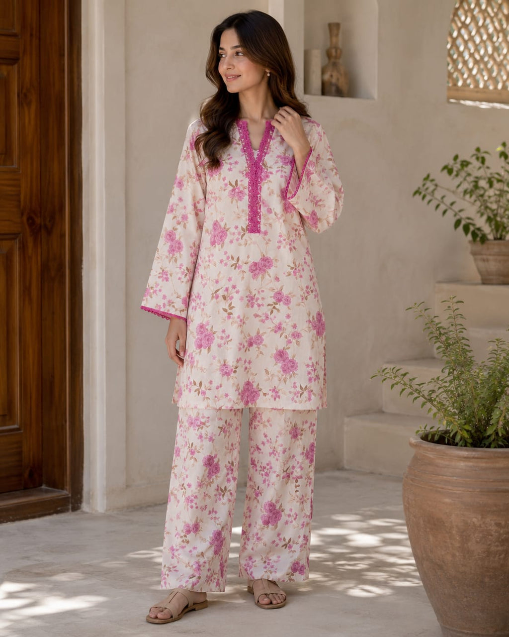 Pink Floral 3-Piece Suit