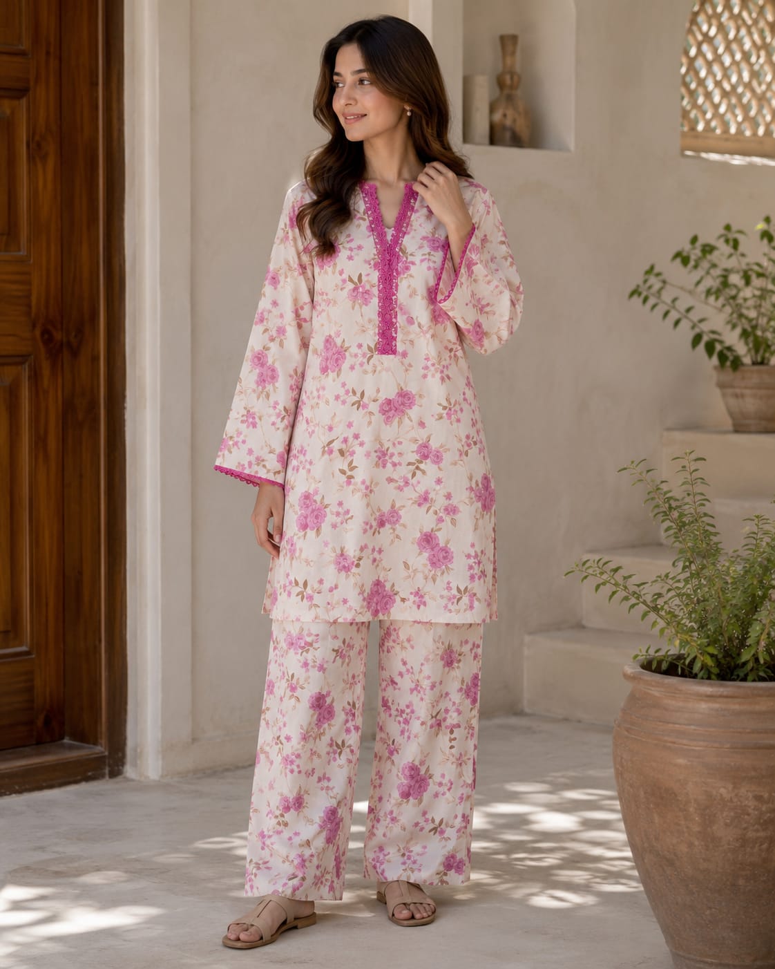 Pink Floral 3-Piece Suit