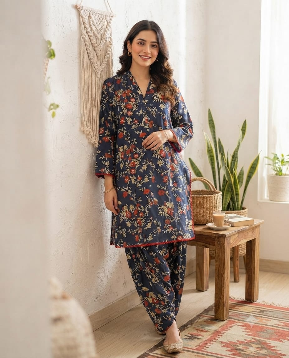 Black Printed 3-Piece Suit