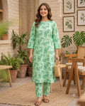 Two-piece  green floral unstitch